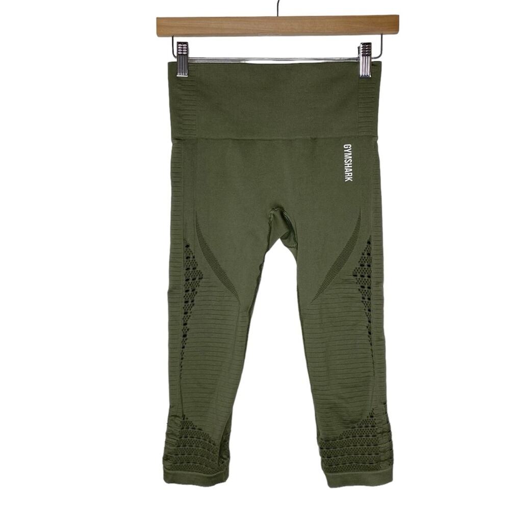 Gymshark Energy Seamless Cropped Olive LeggingsHigh Rise Women's Size‎ Small